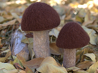 champignons en laine feutrée