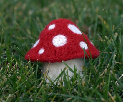 champignons en laine feutrée